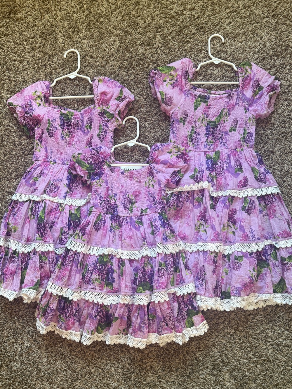 JessaKae Purple Floral Tiered Lace Dress